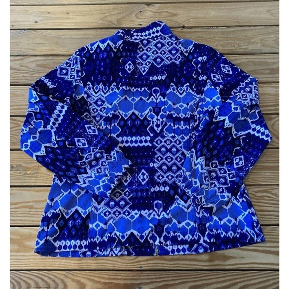 Zenergy By Chico’s Full Zip Patterned Jacket Top Size 0 Women’s Blue - Picture 2 of 8